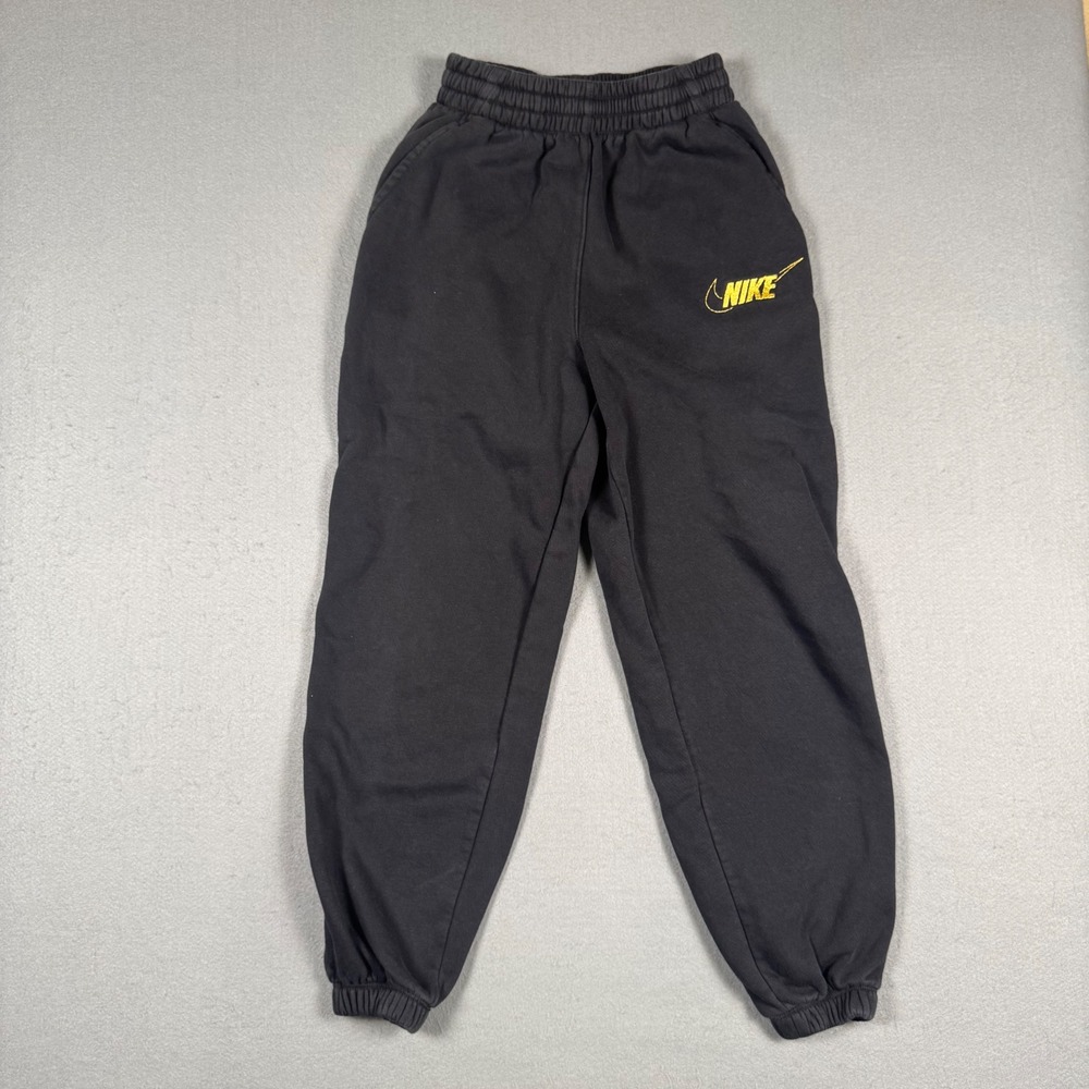 Nike Sweatpants Mens Medium Black Fleece Joggers Embroidered Logo Athletic Pants